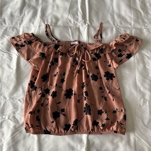 Pink And Black Floral Off-Shoulder Top